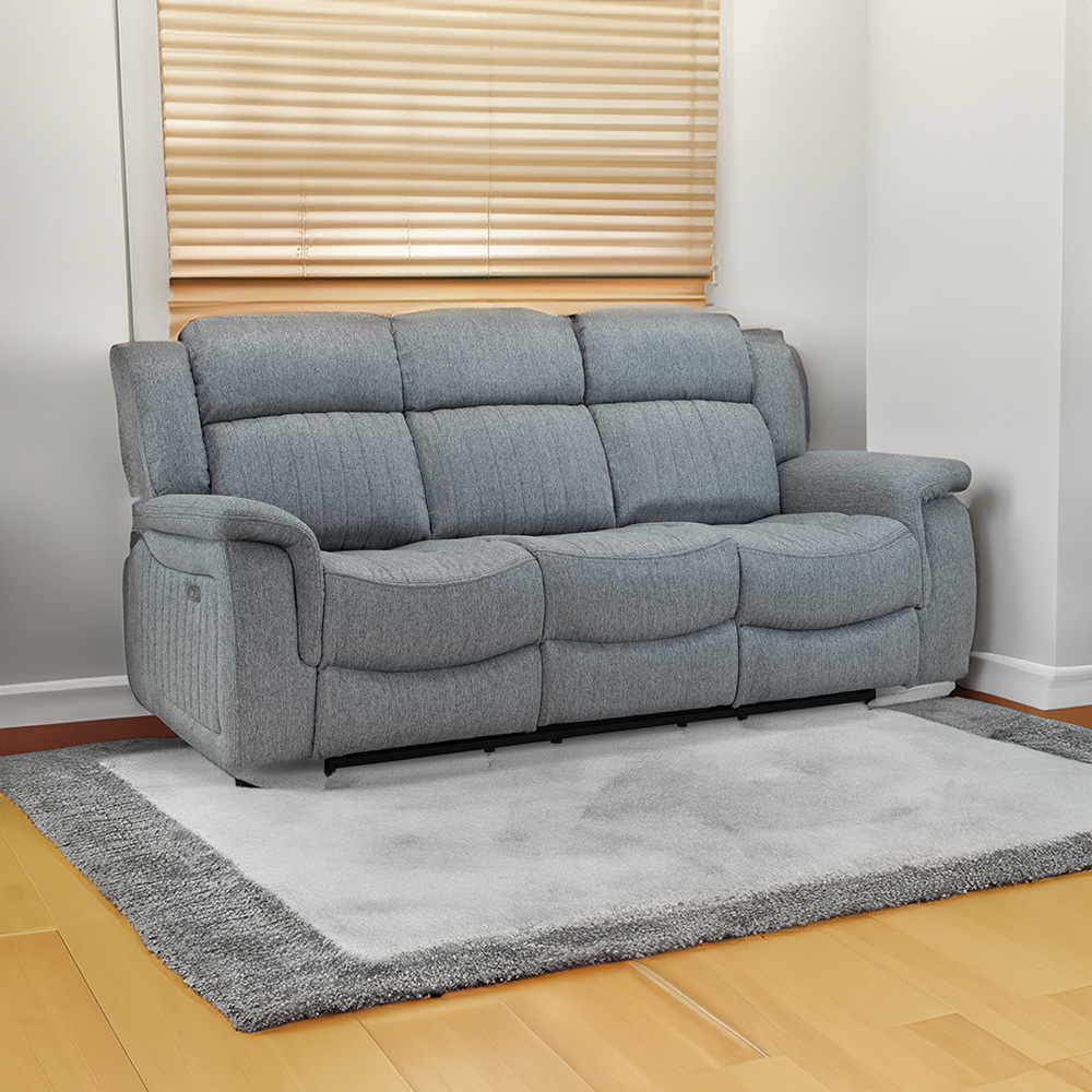 Linden Recliner Sofa Grey 3 Seater square background